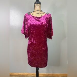 Aidan Mattox crushed velvet knee length Dress blouson size 2 holiday event‎